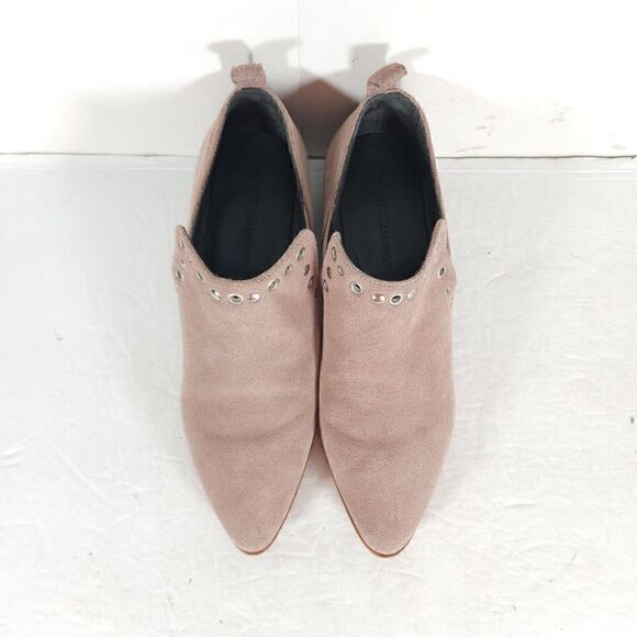 Rebecca Minkoff Women's Annette US 7M Pink Suede Studded Cut Out Bootie Boots - Picture 4 of 12